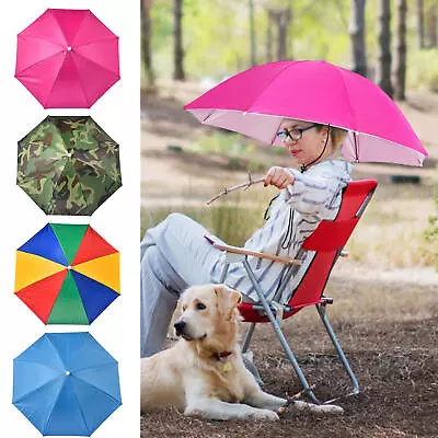 Outdoor Foldable Sun Umbrella Hat Fishing Camping Headwear Cap Head Hats • $22.79