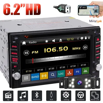 Car Stereo GPS Navi Bluetooth Radio Double Din 6.2  CD DVD Player With HD Camera • $124.99