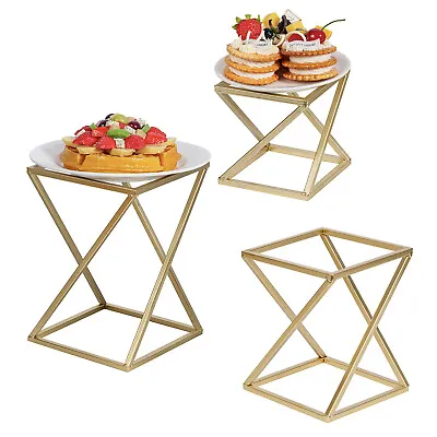 Brass Tone Metal Pizza Racks Dessert Serving Risers For Cupcakes 3-Piece Set • £41.45