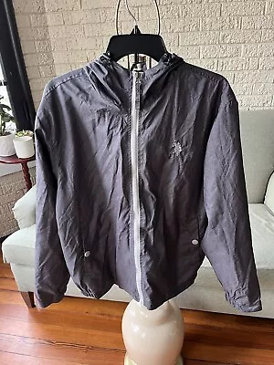 Golf Windbreaker U.S. POLO ASSN. Men's Medium Full Zip Hooded Lined Jacket Gray • $20