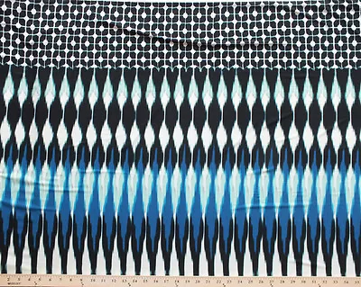 I.T.Y.® Original Design Matte' Jersey Blk Royal Aqua Border Fabric Print D453.0 • $8.99