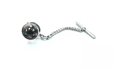 Vintage 1980's Sterling Silver 925 Tiger Eye  Men's Tie Tack W/ Chain • $22.30