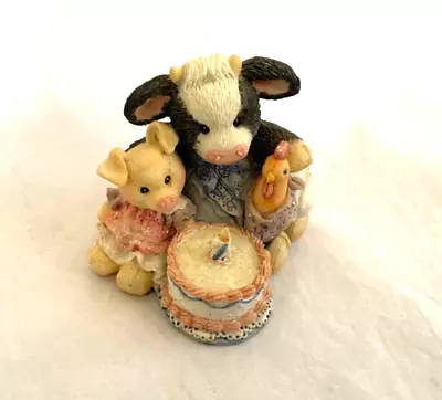 Enesco MARY's MOO MOOs Cow Figurine Butter Cream Wishes 627747 1993 Cake Pig Hen • $7
