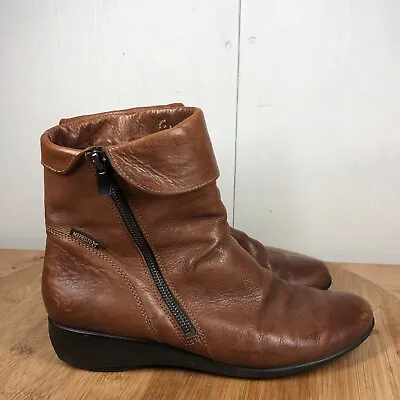 Mephisto Boots Womens 8 Air Jet Brown Leather Shoes Casual Zip Up Casual • $49.97
