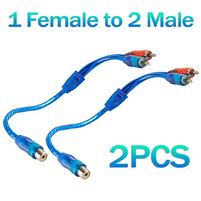 2X RCA Y Splitter Audio Jack Cable Adapter 1 Female To 2 Male Connector Blue PRO • $6.99