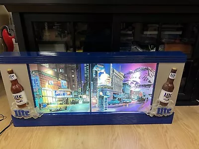  Miller Lite Beer COAST TO COAST Light Up Motion Sign 1995 Original GREAT SHAPE  • $1500