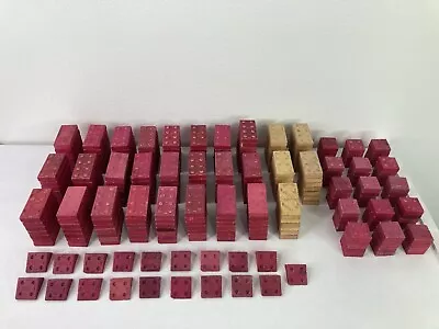 1940's Vintage Halsam Wooden American Bricks Red/Yellow 298 Piece 3+lbs USA Made • $24.95