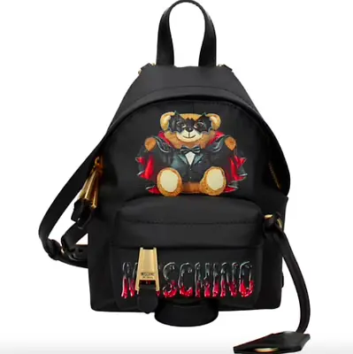 SS20 Moschino Couture Jeremy Scott Bat Teddy Bear Black Mini Backpack Halloween • $595