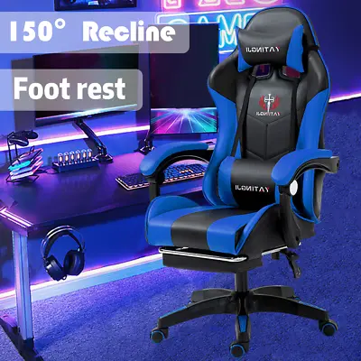 Extra Wide Deluxe Gaming Chair Office Computer Massage Adjustable Raclining PU • $117.99