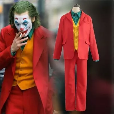 Movie Joker Arthur Fleck Mens Clown Fancy Costume Suits Cosplay Outfit Halloween • £49.67