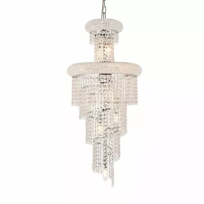 Spiral Crystal Chandeliers Foyer Dining Room Chrome Pendant Lighting Fixture 36  • $1090.69