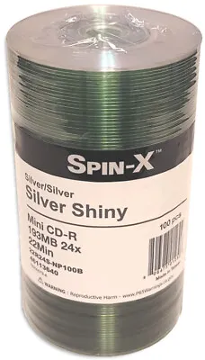 100-Pak Spin-X 3-Inch Mini Silver Top 24X 8cm CD-R's & Mini Sleeves! • $41.99