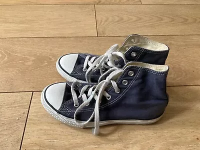 Converse Youths Hi Tops 3J233 Shoes Navy UK 2 Good Condition See Photos • £10.51