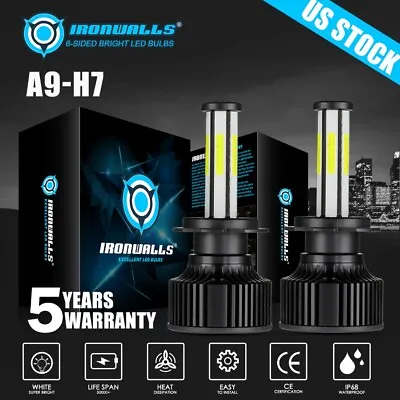 6-Sides H7 LED Headlight Bulb High / Low Beam 1000000LM Super Bright 6000K White • $29.69