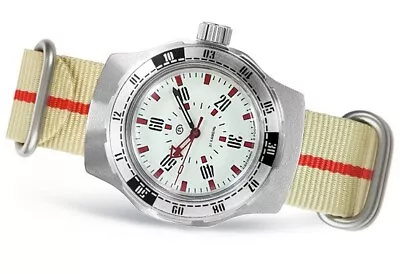 New Mens Automatic Watch Vostok Amphibian Pripyat  16089A White Dial   (20 ATM) • $179.90