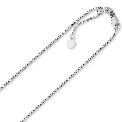 $299.99 • Buy 1.1mm Solid Adjustable Box Chain Necklace REAL 14K White Gold Up To 22  4.1grm