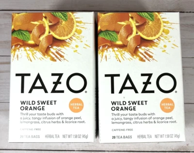 £13.60 • Buy Tazo WILD SWEET ORANGE Herbal Tea Caffeine Free 20 Bags (2 Boxes) BB: 8/23+