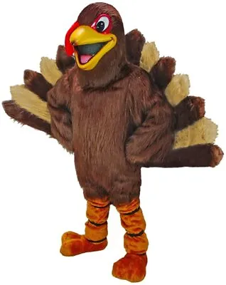 Turkey Mascot Costume Dxl 7Pc Br Faux Fur Suit Head Tail Leggings & Feet Lg • $799.98