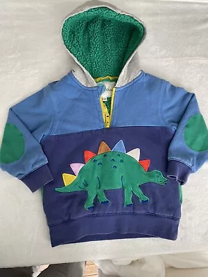 £17.38 • Buy Mini Boden Boys 4-5Y Sherpa Lined Hoodie Dinosaur Appliqué Blue Green EUC