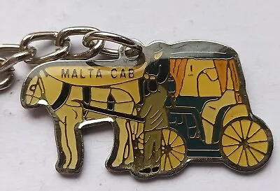 VINTAGE Metal Keyring Souvenir Malta 🇲🇹 Cab Taxi Horse-drawn Island Transport  • £15.95