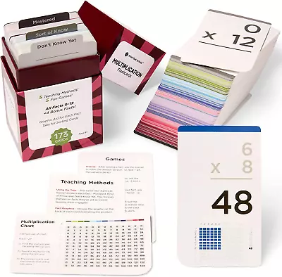 173 Multiplication Flash Cards Set - Award Winning For Grades 2-6: Learn Play  • $31.61