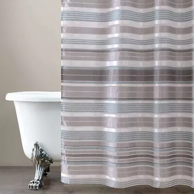 $20.69 • Buy Fabric Shower Curtain For Bathroom Stripe Pattern 70x72 In Bath Set With Hooks