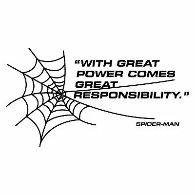 Spider-Man Movie Quote Wall Decal - With Great Power Comes Great Responsibility • $17.95