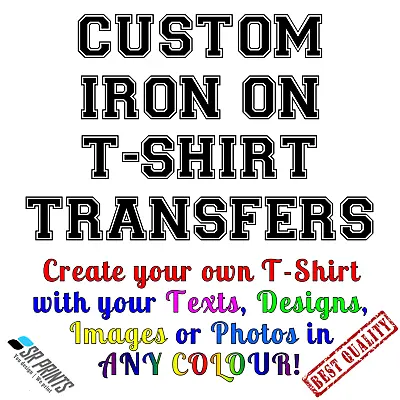 £2.50 • Buy Custom A5 Iron On T-shirt Transfers High Quality Prints With Photos & Designs
