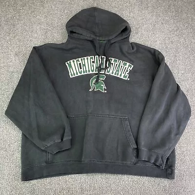 Michigan State NCAA Hoodie Sweatshirt Mens 2XL Drawstring Black Pockets Logo • $19.88