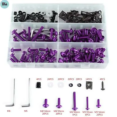 177x Motorcycle Sportbike Windscreen Fairing Bolts Kit Purple Fastener Screws C9 • £20.38