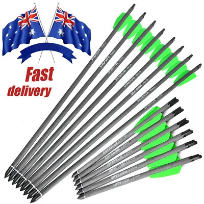 7.5  15  12×Mini Arrow Bolts Carbon Arrows Archery Screw Point Vanes Bow Hunting • $35.14