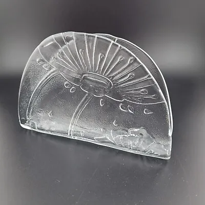 Finland Muurla Glass Napkin Letter Holder Embossed Flower Clear Glass • $28.97