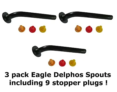 👉3 EAGLE DELPHOS Gas Can Replacement Spouts Rubber Jerry BONUS 9 STOPPERS PLUGS • $64