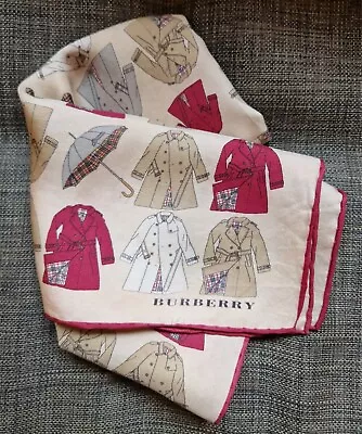 Burberry Scarf With Iconic Mac And Accessories Design On Fawn Background  • £25