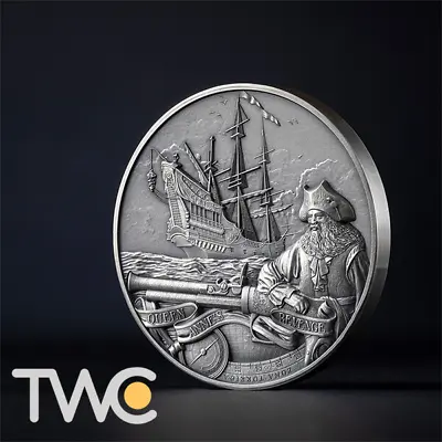 Queen Anne's Revenge Captains Of Fortune 2 Oz Silver Coin 5$ Barbados 2023 • £144.59