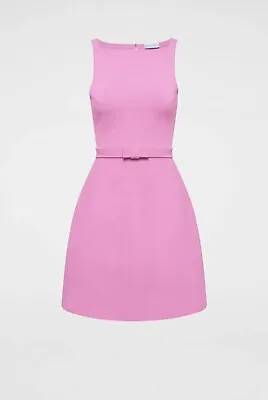 $500 • Buy Scanlan Theodore The Crepe Knit Bow Belt Dress Pink Size XS RRP $750 Sold Out