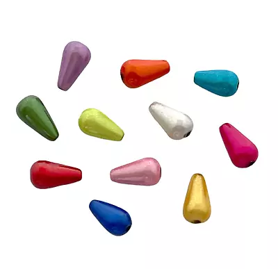 50 Miracle Beads 10x6mm Teardrop Illusion Assorted Multicolor Mix ABS Acrylic • $4.99