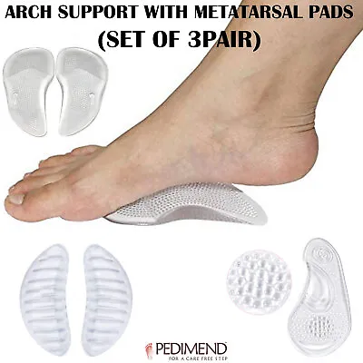 Pedimend Gel Metatarsal Forefoot Arch Support Shoe Inserts Set - Foot Care - UK • £6.49