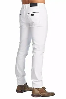 Men's Italian Fashion White Color Denim Jeans Skinny Pants By V.I.P Collection  • $40.94