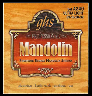 A240 Phosphor Bronze Mandolin Strings Loop End Ultra Light (.009-032) • $13.72