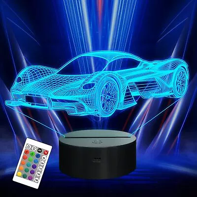 Car 3D Night Light For Kid Sports Racing Illusion Optical Bedside Lamp 16 Co... • $32.56