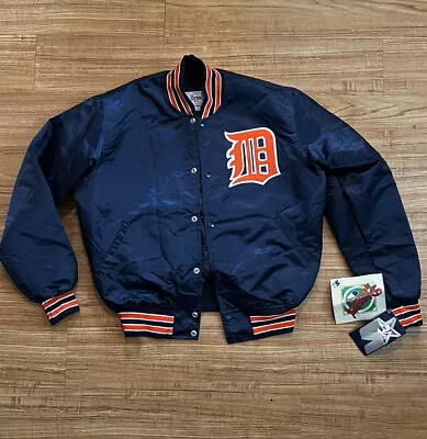 Vintage Starter Detroit Tigers Button Down Satin Bomber Jacket Size Large • $340