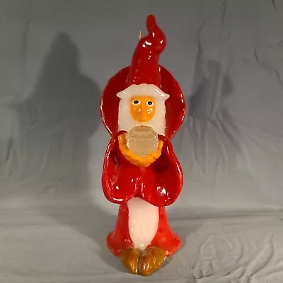 Wizard With Crystal Ball 10  Wax Candle 1990s Red & White Vintage Halloween • $22.49