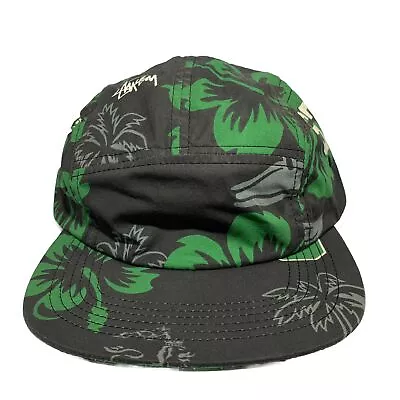 Stussy 5 Panel Hat Adjustable Black Green Floral Print Camper Island Islander • $30