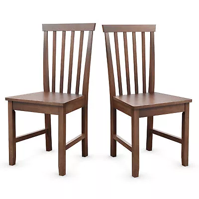 Set Of 2 Dining Chair Kitchen Spindle Back Side Chair W/Solid Wooden Legs Walnut • $124.98