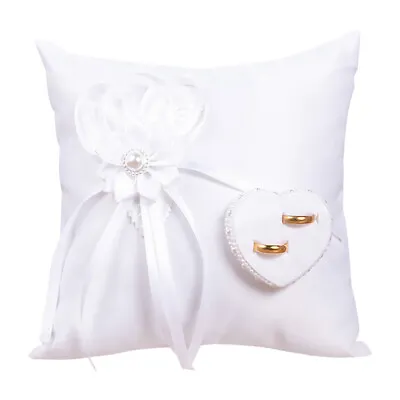1pc Square Ring Pillow Floral Ring Cushion Ring Bearer Marriage Pillow (White) • £13.58