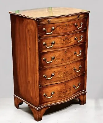 Walnut Chest Of Drawers Serpentine Front Brass Handles Nice Proportions • £595