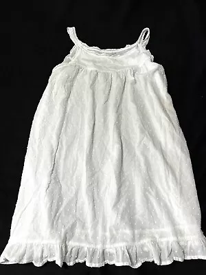 Vtg TALEEN 100% Cotton Polka Dot Ruffle L White Chemise Teddy Nightgown • $45