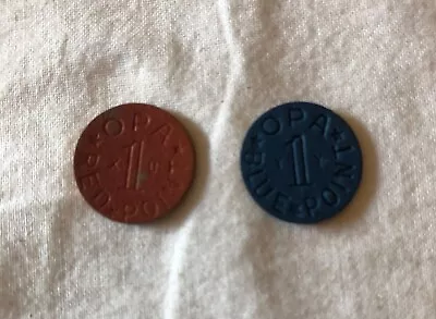 Lot Of 2 Vintage WWII-Era Red XU And Blue YY OPA Food Ration Tokens • $10