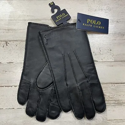 Polo Ralph Lauren Men’s Water Repellent Nappa Leather Gloves Black MEDIUM NWT • $59